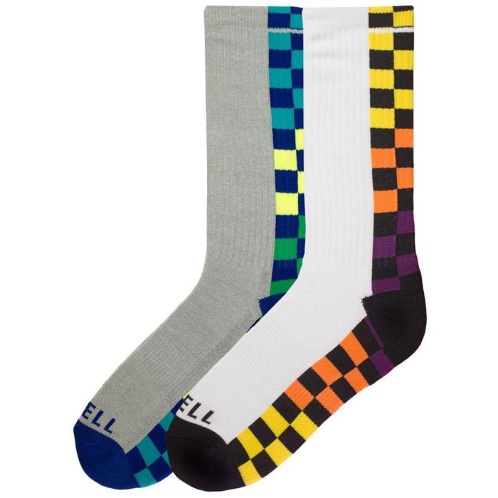 K. Bell Men's Half-Checkered Crew 2 Pair pack Socks White One Size - KSMS15H105-02