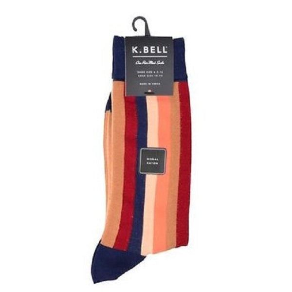 K. Bell Racing Stripes Crew Men's Socks One Size - 66913M