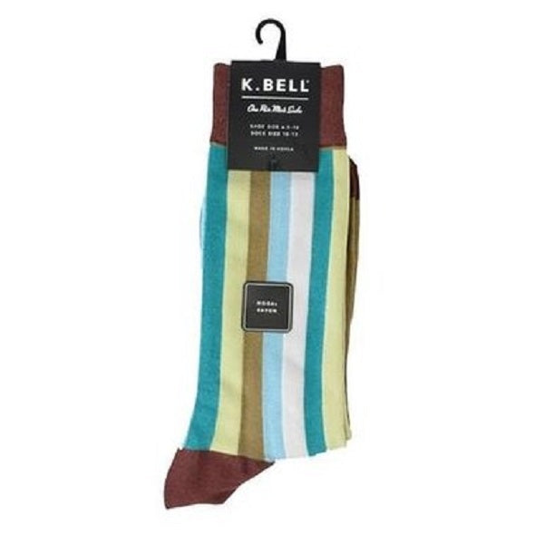 K. Bell Racing Stripes Crew Men's Socks One Size - 66913M