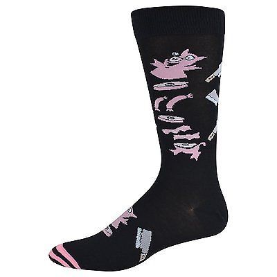 K. Bell Socks Men's Hog Heaven Crew Sock Black One Size - KBMS15H107-01