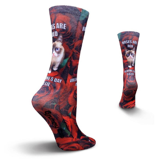 K. Bell Women's Grumpy Cat Roses are Red Sub Crew Socks - GCWF15H004-01