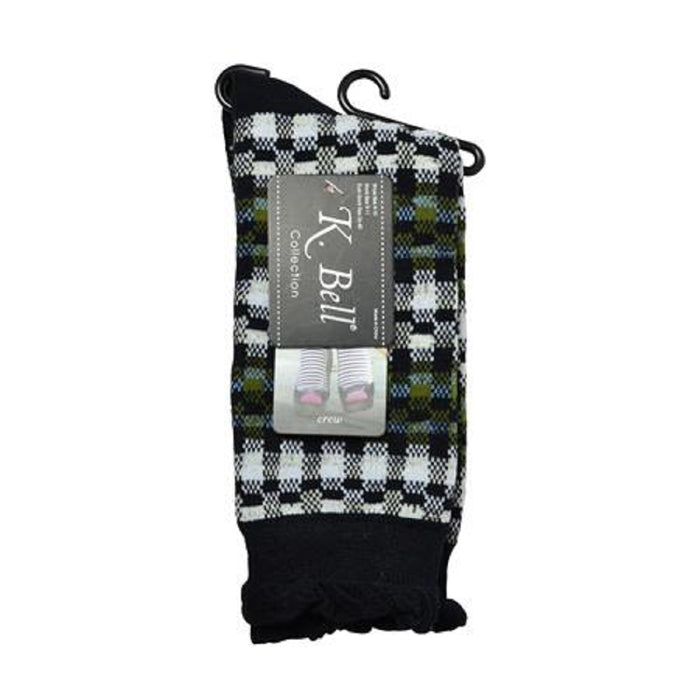 K. Bell Women's Plaid Flounce Top Crew Socks One Size - 66931