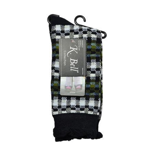 K. Bell Women's Plaid Flounce Top Crew Socks One Size - 66931