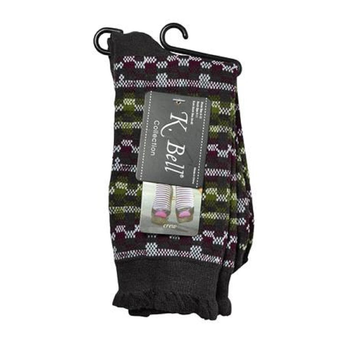 K. Bell Women's Plaid Flounce Top Crew Socks One Size - 66931