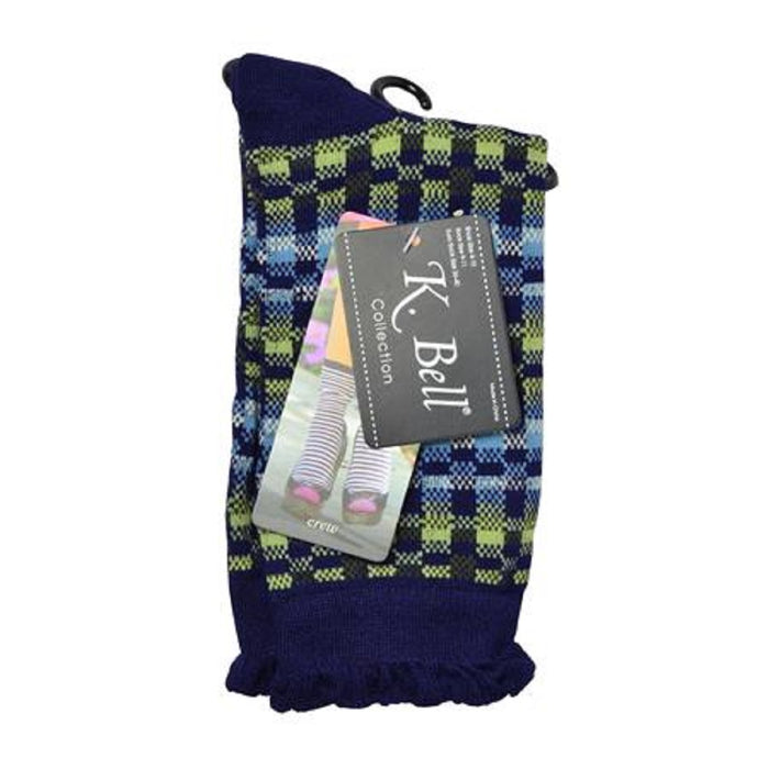 K. Bell Women's Plaid Flounce Top Crew Socks One Size - 66931