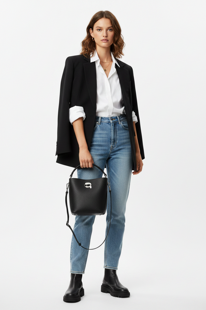 KARL LEGERFELD Ikon Pebble Bucket Bag  KB42