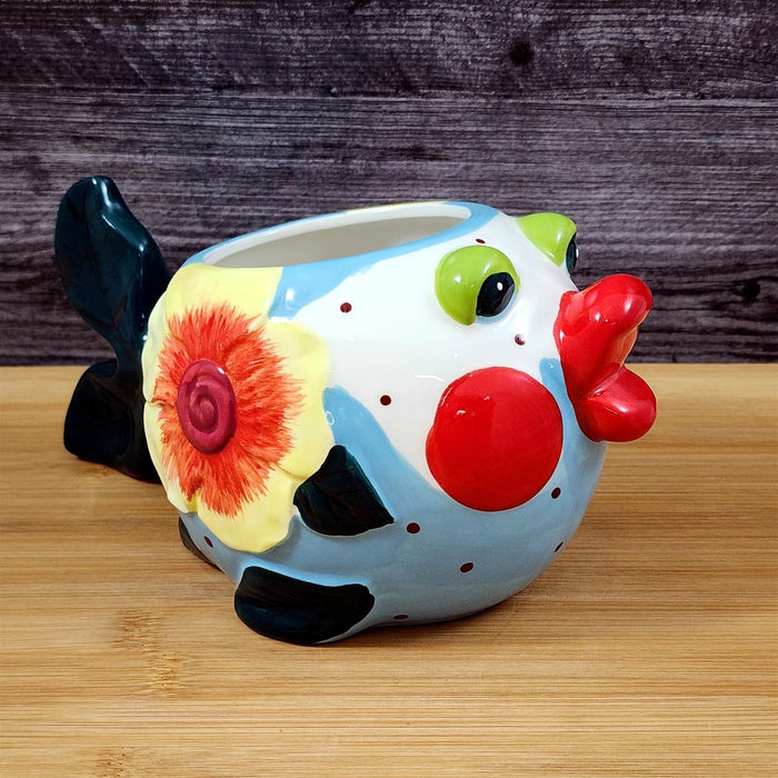 Kissy Fish Planter Succulent Plant Pot Holder Ceramic Miss Lorelei Blue Sky