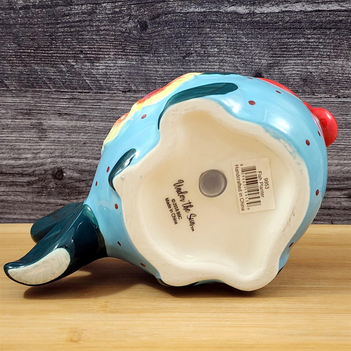 Kissy Fish Planter Succulent Plant Pot Holder Ceramic Miss Lorelei Blue Sky