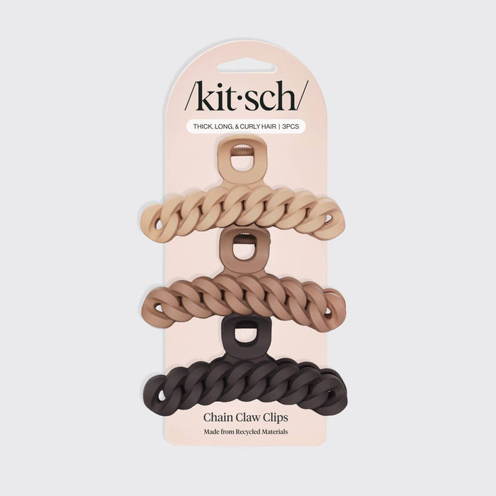 KITSCH Eco-friendly Chain Claw Clip 3pc Set - Neutral
