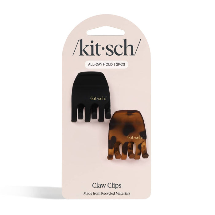 KITSCH Eco-Friendly Medium Claw Clips 2pc set - Black & Tort