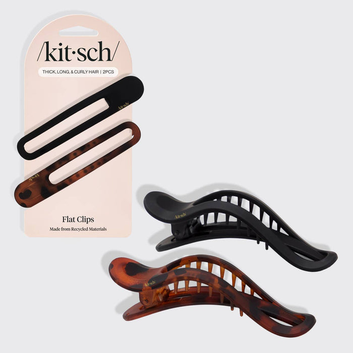 KITSCH Flat Lay Claw Clip 2pc Curved - Black & Tort