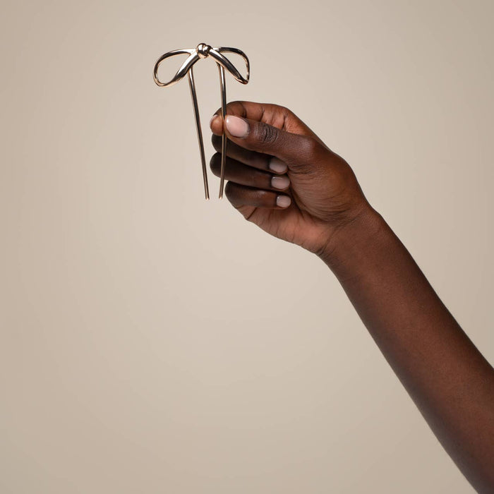 KITSCH Mini Metal Bow French Hair Pin - Gold