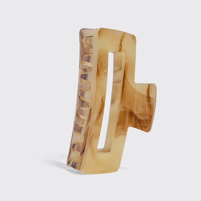 KITSCH Recycled Plastic Jumbo Open Shape Claw Clip - Chocolate Marble