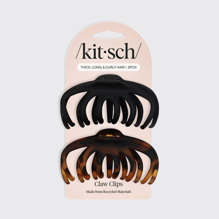 KITSCH Recycled Plastic Octopus Claw Clips 2pc - Black & Tort