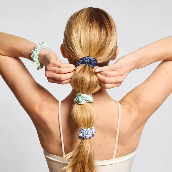 KITSCH Ruched Satin Scrunchies 5pc Set - Garden Bouquet