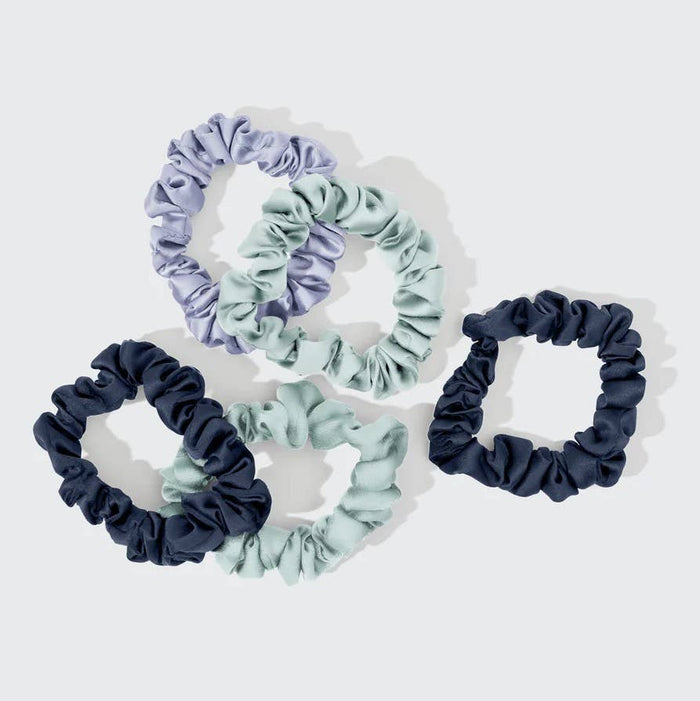 KITSCH Ruched Satin Scrunchies 5pc Set - Garden Bouquet