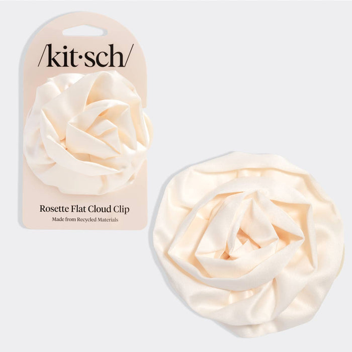 KITSCH Satin Rosette Medium Flat Cloud Clip - Cream