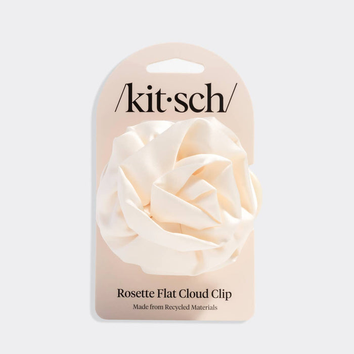 KITSCH Satin Rosette Medium Flat Cloud Clip - Cream