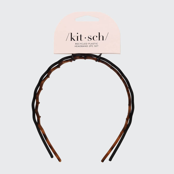 KITSCH Zig Zag Headband 2pc - Black & Tort