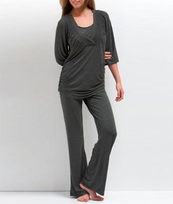 La Leche League Smocked V Neck 3-4 Sleeve PJ Set - 4355