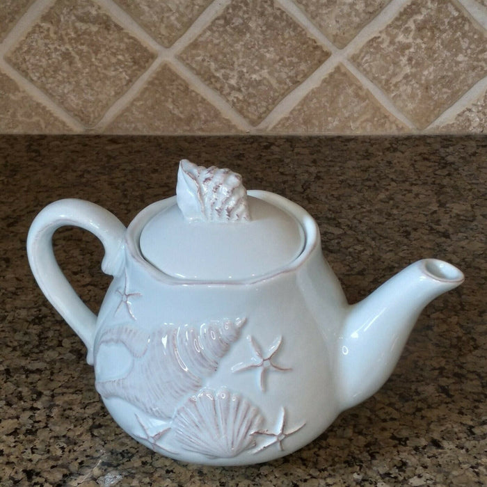 Laguna Coastal Shell Teapot Blue Decorative Sea Life Home Decor By Blue Sky