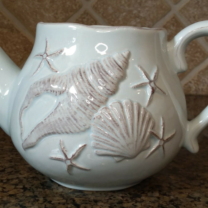 Laguna Coastal Shell Teapot Blue Decorative Sea Life Home Decor By Blue Sky