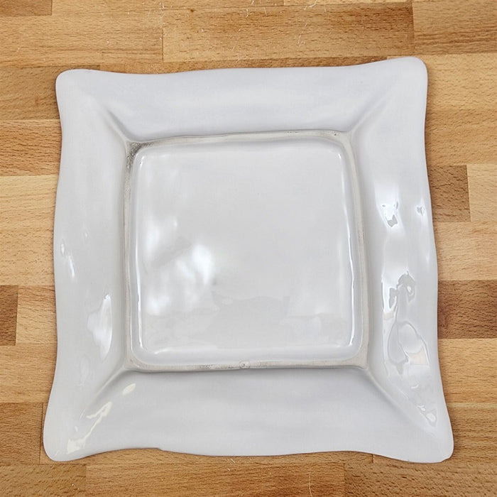 Laguna Coastal White Tray Serving Plate 9" Nautical Sea Shells Platter Blue Sky