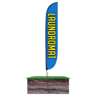 Laundromat Feather Flag Blue