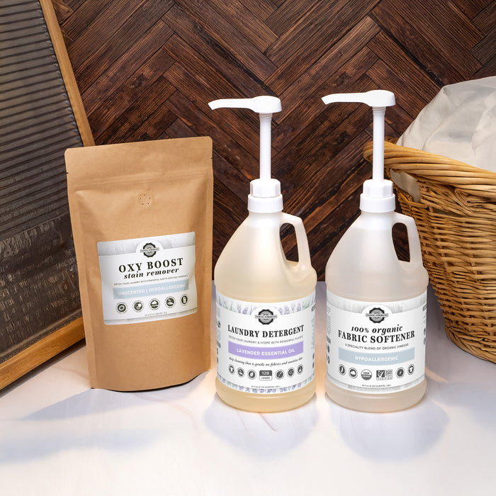 Rustic Strength - Laundry Detox Set | Plastic | Lavender (64oz Laundry Detergent, 64oz Organic Fabric Softener & 2LB Oxy Boost)