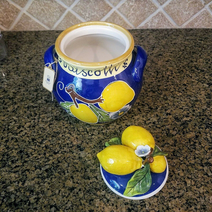 Lemon Cookie Jar Kitchen Biscotti Canister by Blue Sky Heather Goldminc