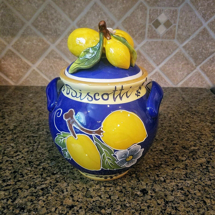 Lemon Cookie Jar Kitchen Biscotti Canister by Blue Sky Heather Goldminc
