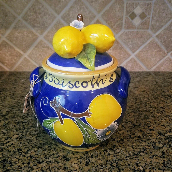 Lemon Cookie Jar Kitchen Biscotti Canister by Blue Sky Heather Goldminc