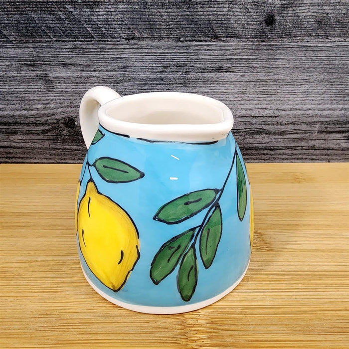 Lemon Sky Sugar Bowl & Creamer Set Ceramic Floral Deco Blue Sky Heather Goldminc