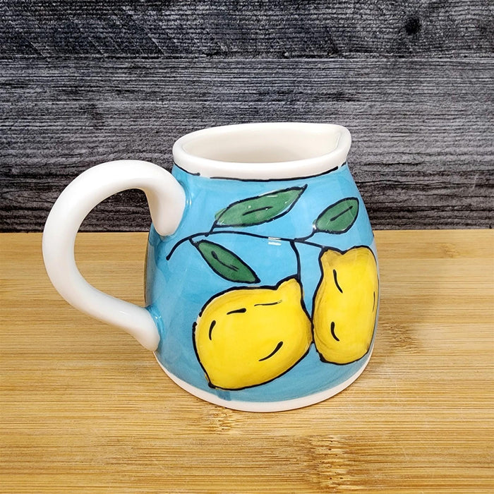 Lemon Sky Sugar Bowl & Creamer Set Ceramic Floral Deco Blue Sky Heather Goldminc