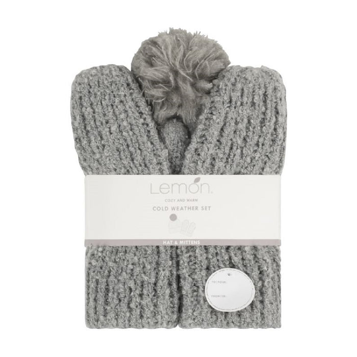 Lemon Women's Snow Storm Beanie and Mitten Set One Size - CW-1045