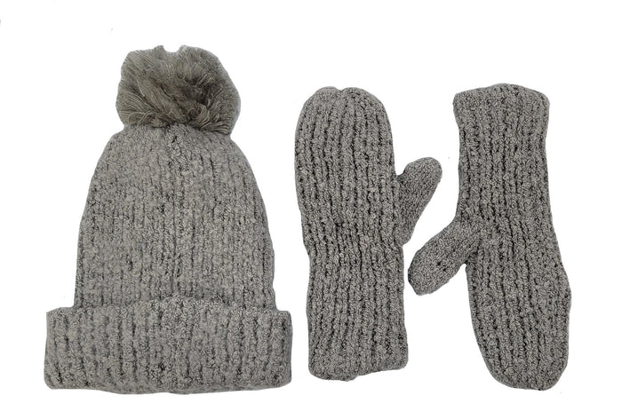 Lemon Women's Snow Storm Beanie and Mitten Set One Size - CW-1045