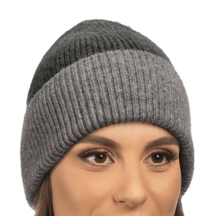Lemon Women's Soft Wool Reversible Cuffed Beanie One Size Grey/Grey - CW-2085