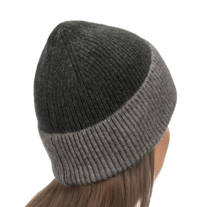 Lemon Women's Soft Wool Reversible Cuffed Beanie One Size Grey/Grey - CW-2085