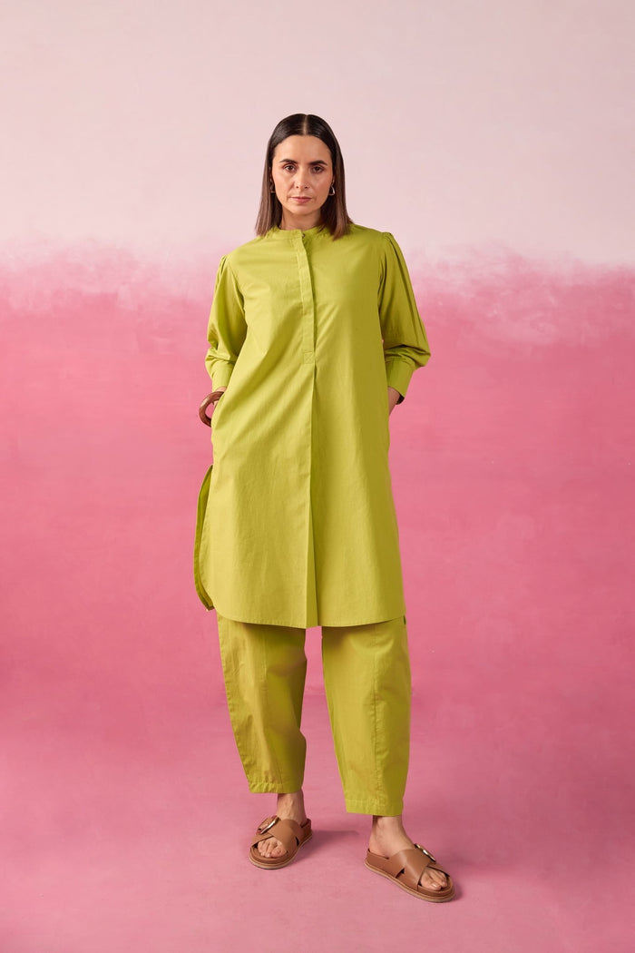 Lime Green Premium Cotton Co-ord Set - Tara-C-Tara