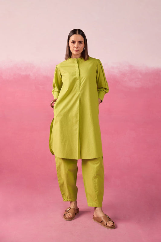 Lime Green Premium Cotton Co-ord Set - Tara-C-Tara