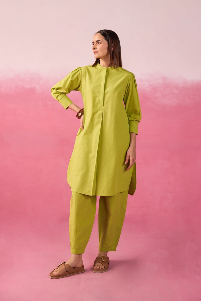Lime Green Premium Cotton Co-ord Set - Tara-C-Tara