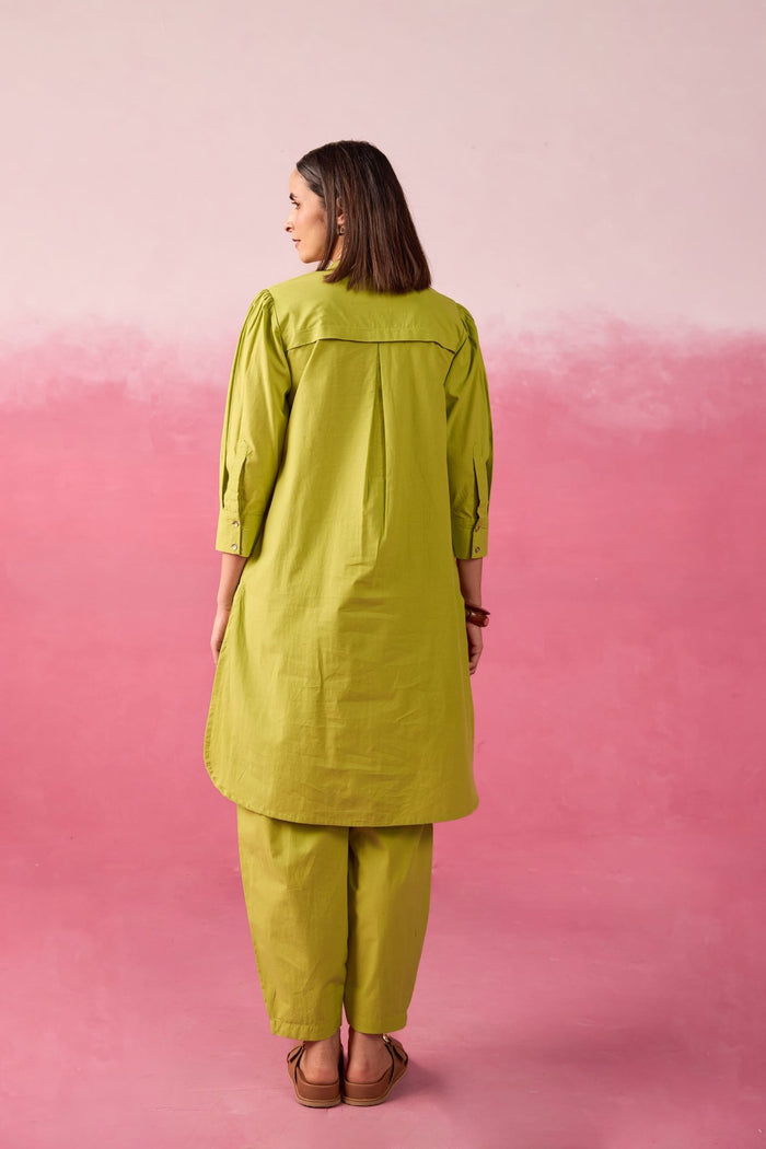 Lime Green Premium Cotton Co-ord Set - Tara-C-Tara