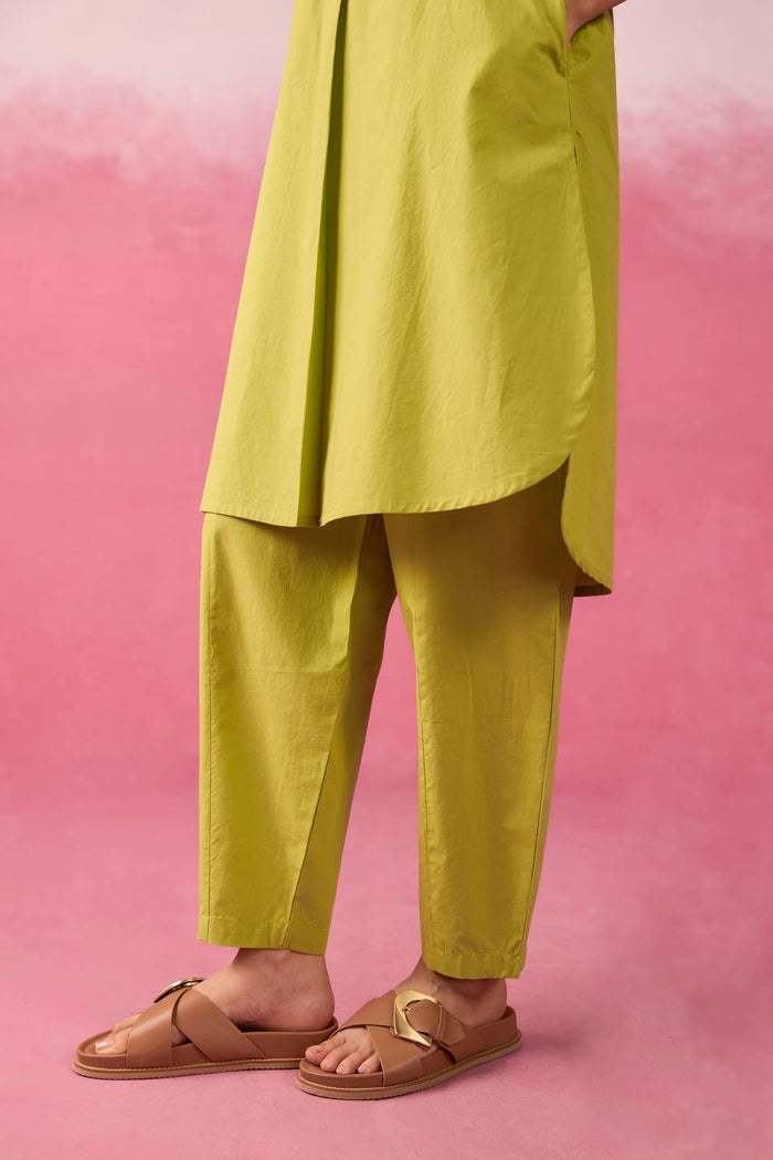 Lime Green Premium Cotton Co-ord Set - Tara-C-Tara