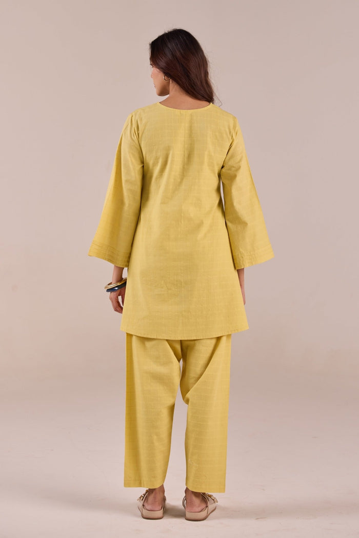 Lime Yellow Solid Checks Co - ord Set - Tara - C - Tara