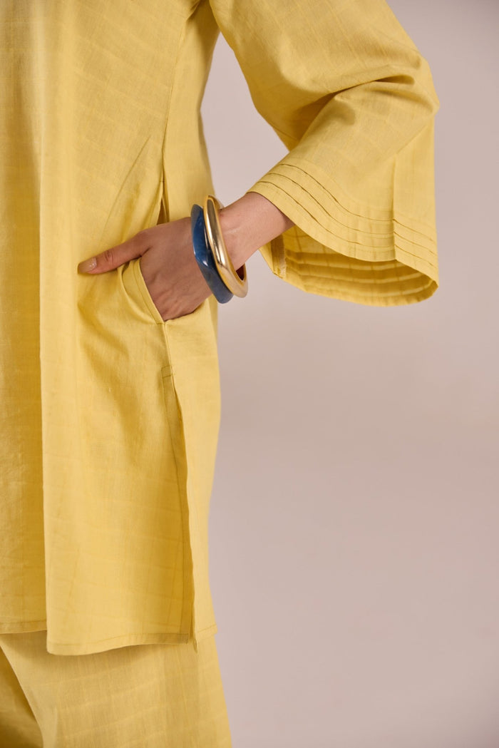 Lime Yellow Solid Checks Co - ord Set - Tara - C - Tara