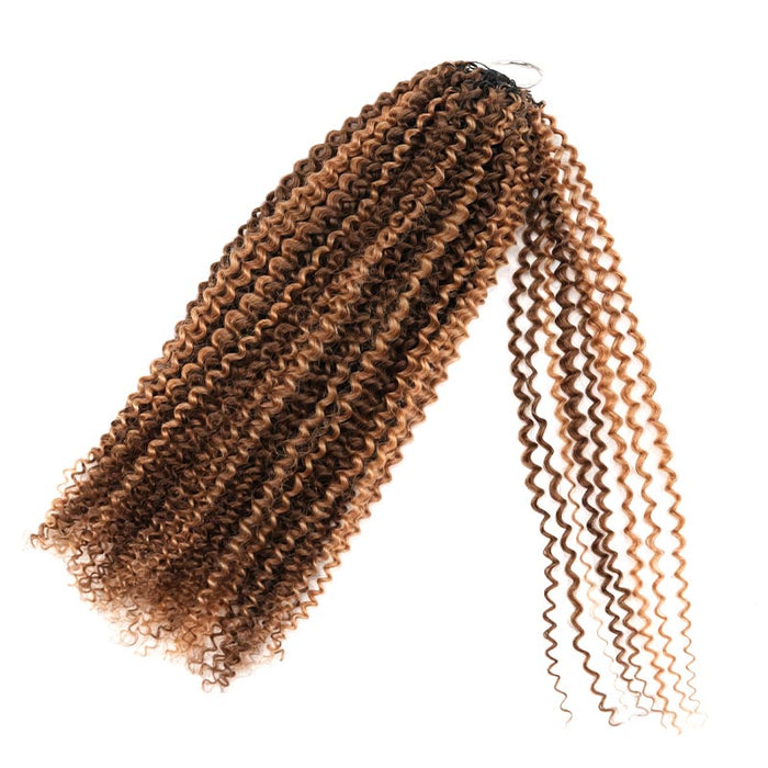Lite Edition|QVR Curly Highlight #P4/27 Feather Crochet Human Hair|Lightweight Crochet Weave Hair Extension