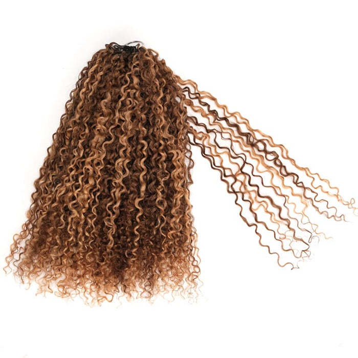 Lite Edition|QVR Curly Highlight #P4/27 Feather Crochet Human Hair|Lightweight Crochet Weave Hair Extension