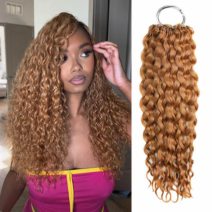 Lite Edition|QVR Curly Miracle Knots Honey Blonde #27 Feather Crochet Human Hair|Lightweight Crochet Weave Hair Extension