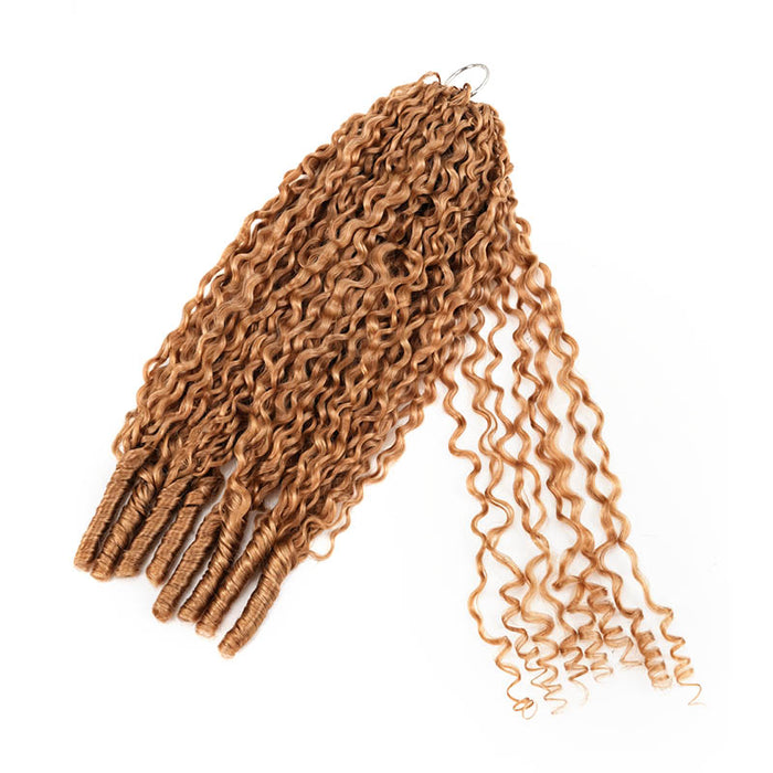 Lite Edition|QVR Curly Miracle Knots Honey Blonde #27 Feather Crochet Human Hair|Lightweight Crochet Weave Hair Extension