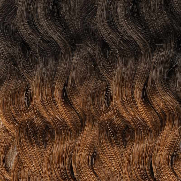 QVR #T2/30 Water Wave Crochet Human Hair Extension in natural brown ombre, machine-made for stylish waves and long-lasting wear.